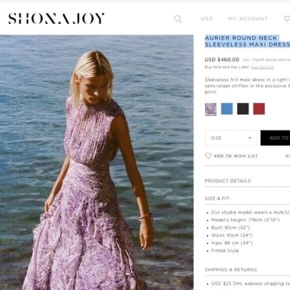 Shona Joy Aurier Round Neck Sleeveless Maxi Dress Women's Size 2 - Picture 4 of 12